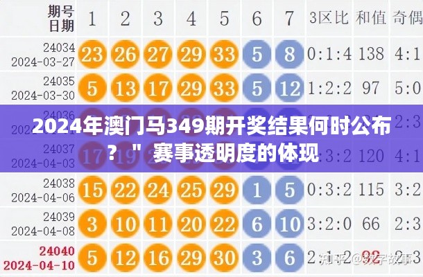 2024年澳门马349期开奖结果何时公布?" 赛事透明度的体现