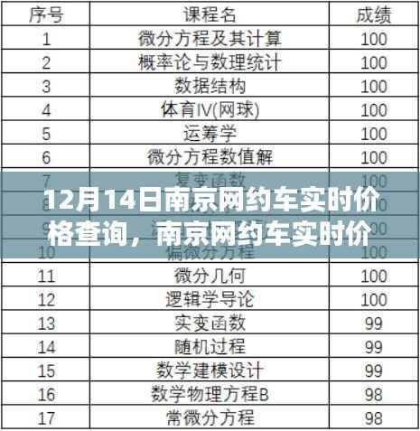 南京网约车实时价格查询，掌握出行成本，了解12月14日网约车费用