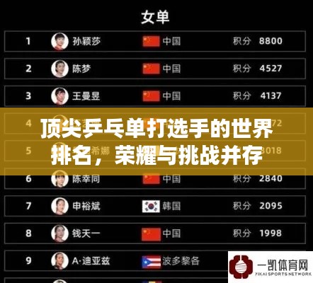 顶尖乒乓单打选手的世界排名,荣耀与挑战并存