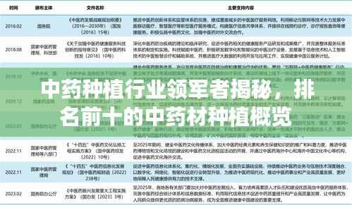 中药种植行业领军者揭秘，排名前十的中药材种植概览