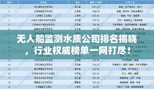无人船监测水质公司排名揭晓,行业权威榜单一网打尽!